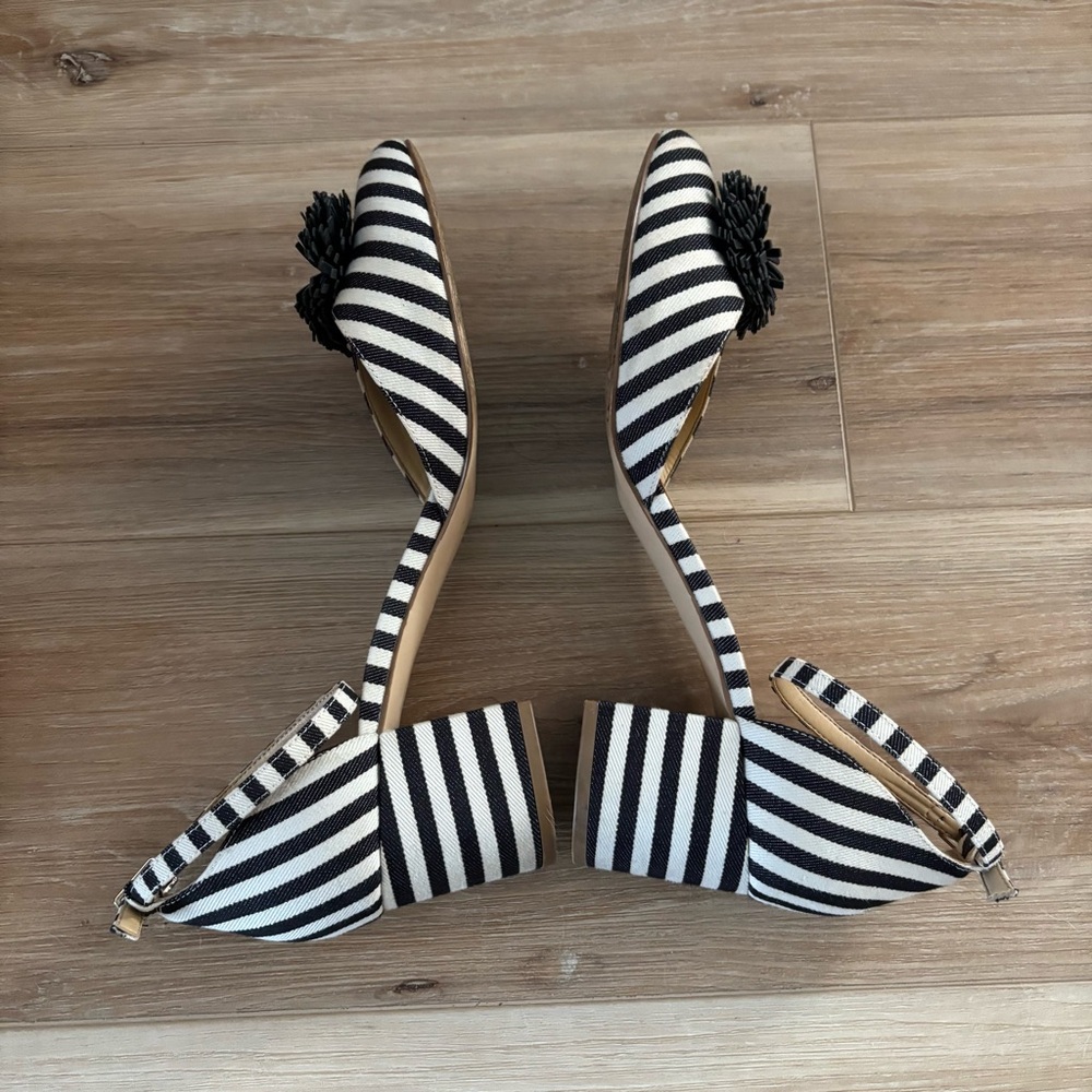 Talbots Isa Striped Pompom Pumps Guc size 10 - Picture 7 of 8